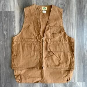 Vintage Ideal Hunting Vest Men's Size M Brown Talon Zipper 1960s NWOT